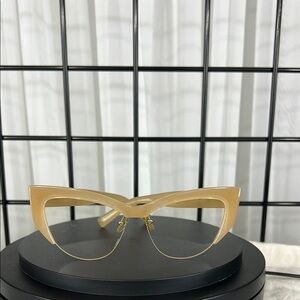 Tan Browline Semi-Rimless Glasses